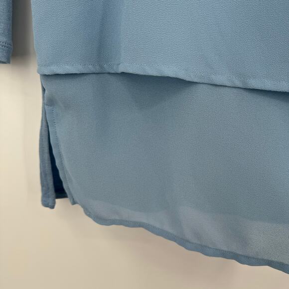 Michael Kors blouse V neck knit chiffon overlay layered blue size XS - Picture 5 of 6